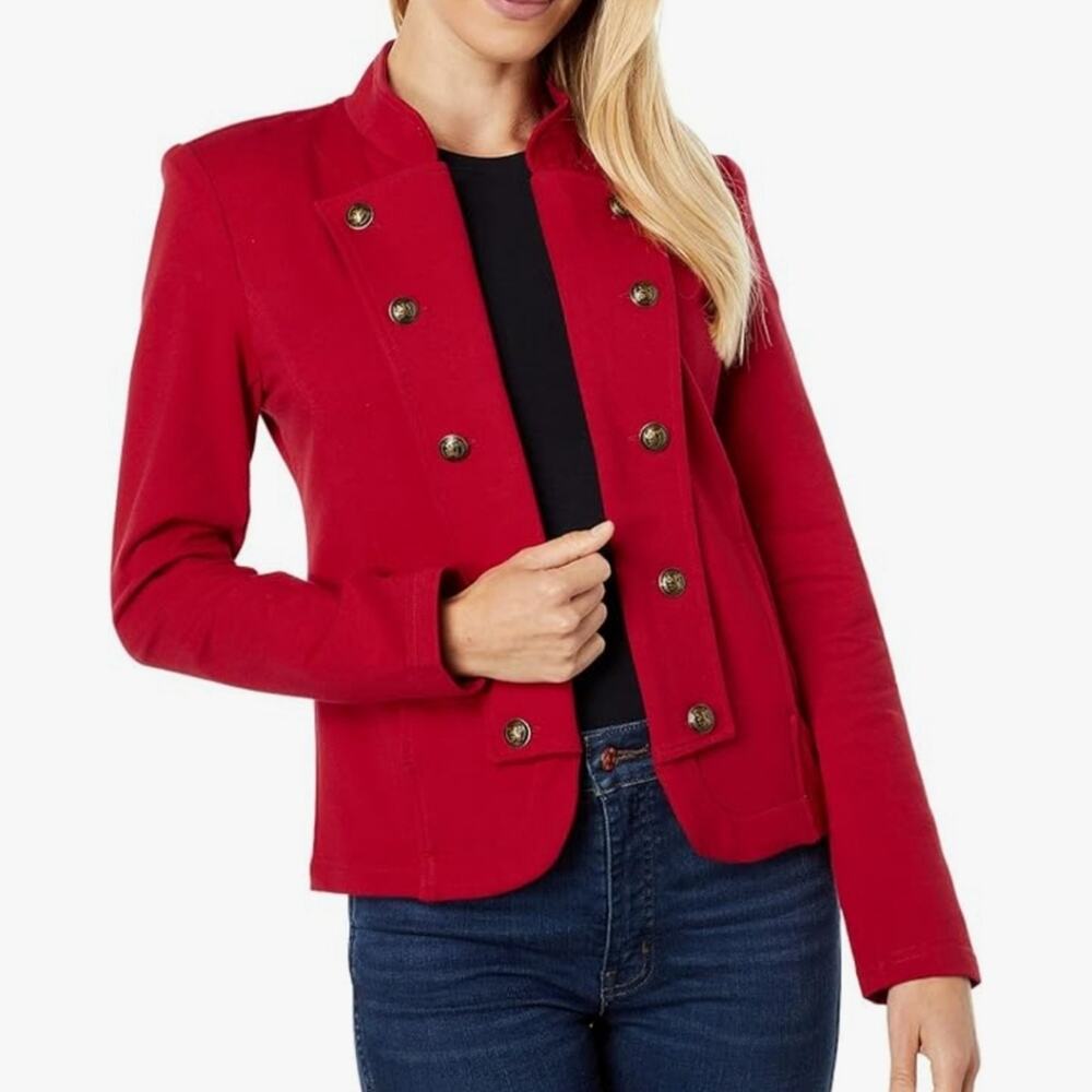 NWT Tommy Hilfiger Women's Red Military Band Jacket  Stretch Cotton Size S